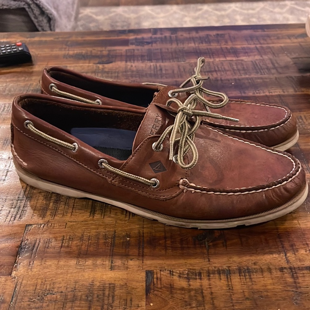 Brown leather sperry top sider size 12
